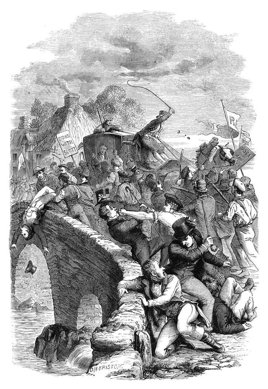 Der Wahlaufstand in Hawick, Scottish Borders, 1837, ca. 1895 von Unbekannt