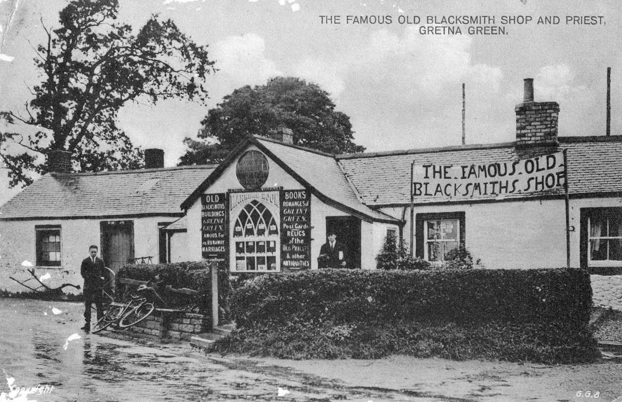 Die berühmte alte Schmiede, Gretna Green, Dumfriesshire, Schottland, 20. Jahrhundert von Unbekannt