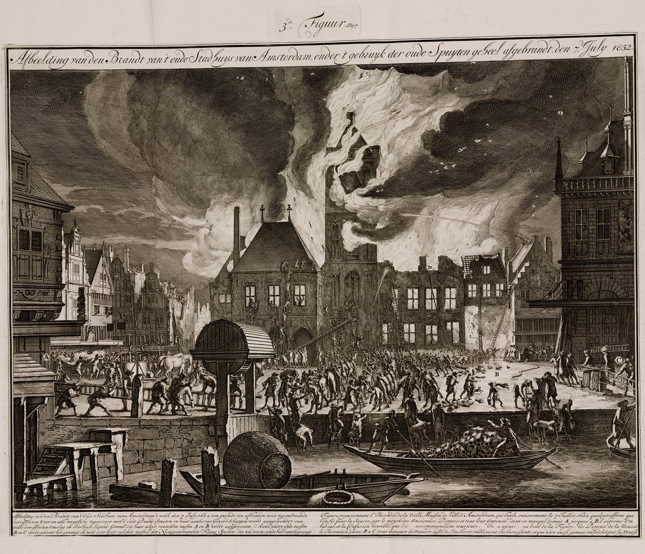 Das Feuer im alten Rathaus von Amsterdam, Holland, 7. Juli 1652 von Unbekannt