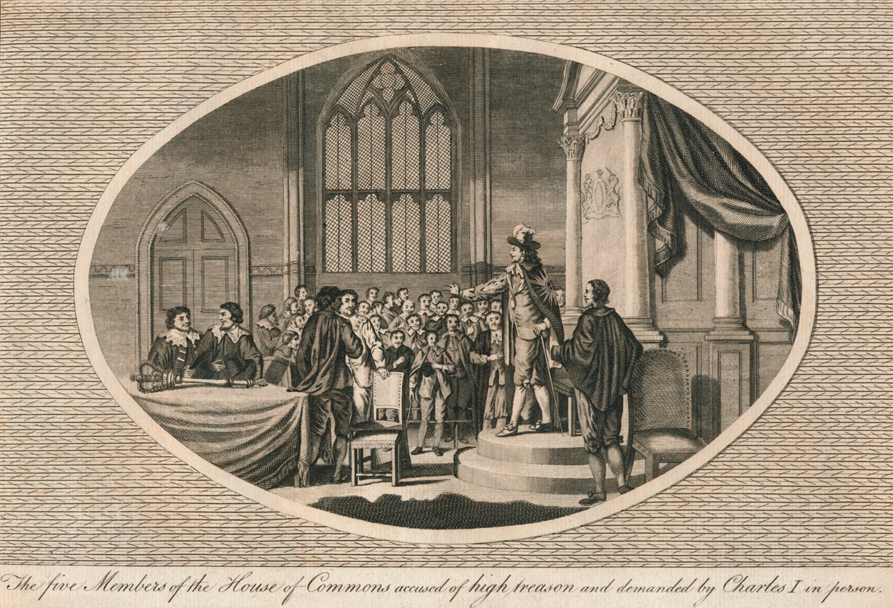 Die fünf Mitglieder des Unterhauses, die des Hochverrats beschuldigt wurden, 1642-1793 von Unbekannt