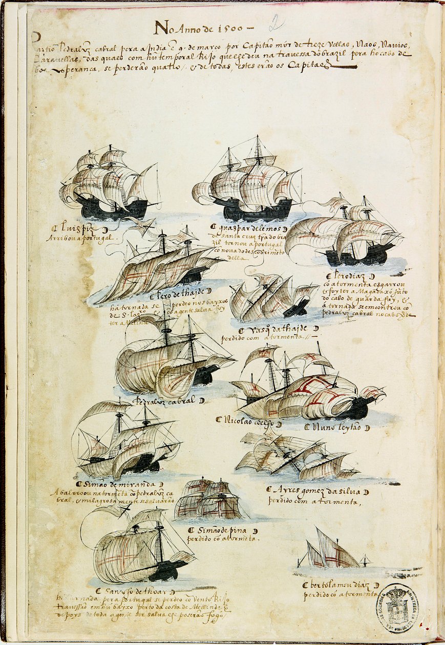 Die Flotte von Pedro Álvares Cabral im Jahr 1500. Aus Livro das Armadas von Unbekannt