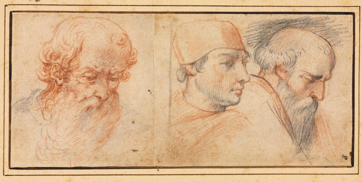 Drei Kopfstudien, 1600er Jahre von Unbekannt