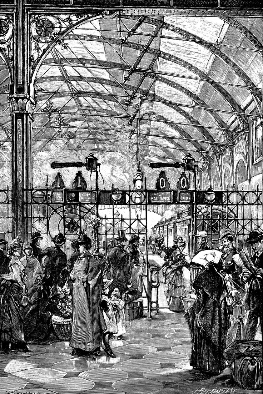Fahrkartensperre am Bahnhof von Philadelphia, Pennsylvania, USA, 1890 von Unbekannt