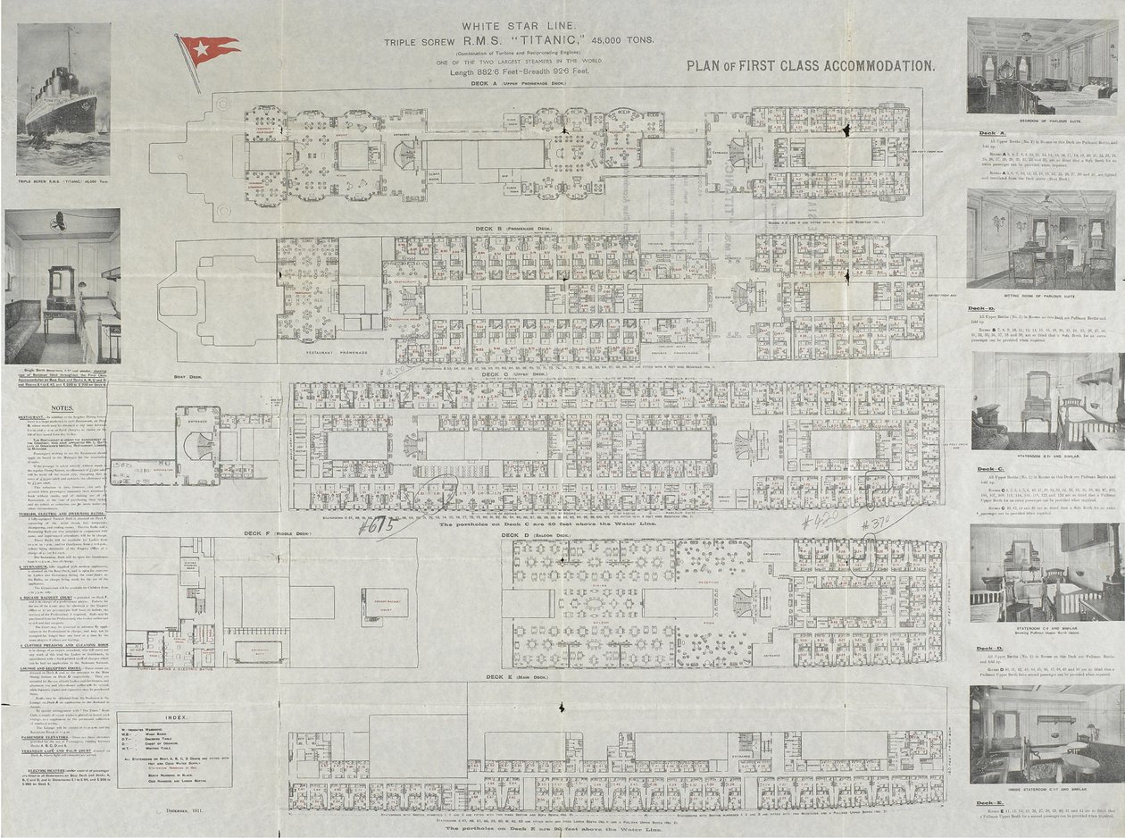 Titanic Erster-Klasse-Deckplan von Unbekannt