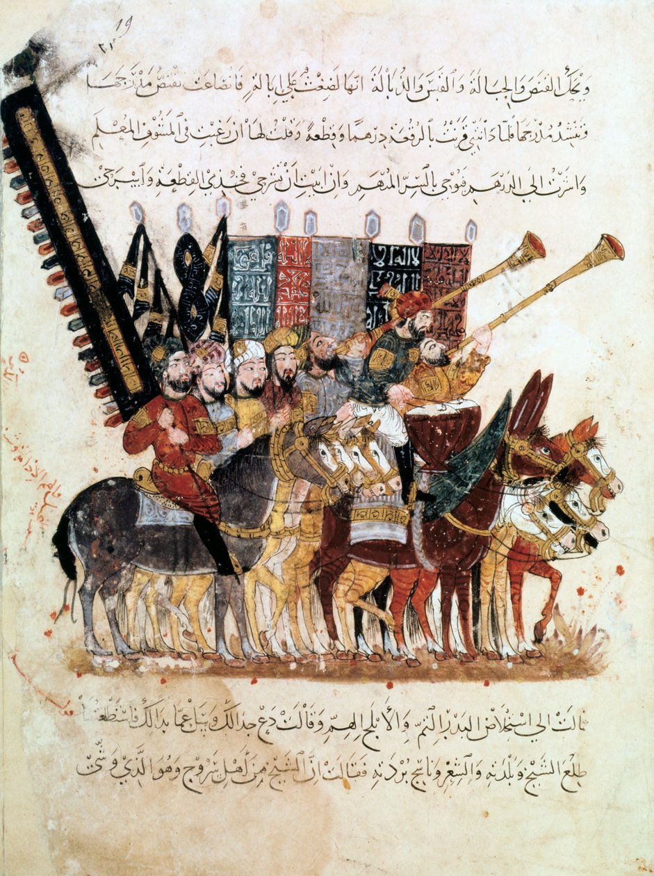 Truppe von Reitern bei einer religiösen Zeremonie, ca. 1240 von Unbekannt
