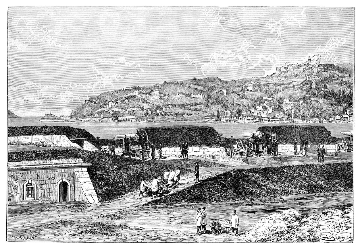 Türkische Batterien und der Eingang zum Bosporus am Schwarzen Meer, Türkei von Unbekannt