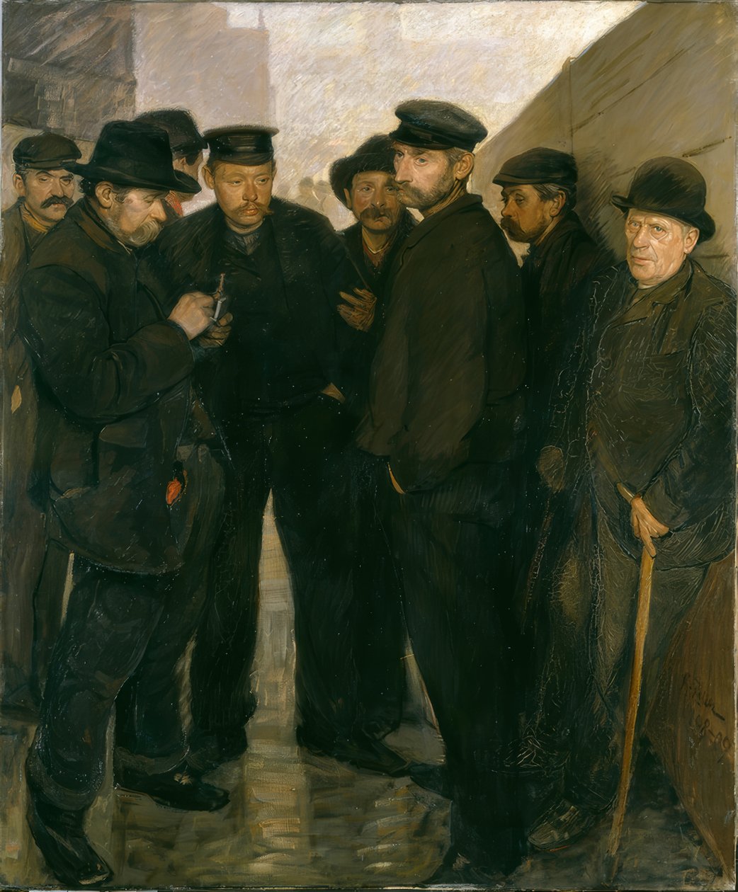 Arbeitslos (Tagelöhner am Hafen von Hamburg) von Unbekannt