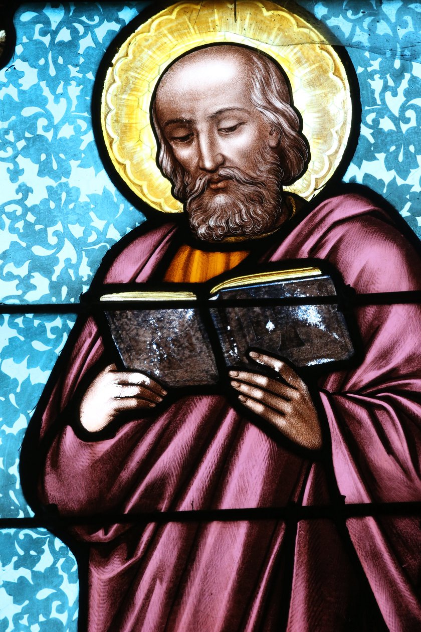 Kirche von Vault de Lugny: Buntglasfenster: Simon der Zelot von Unbekannt