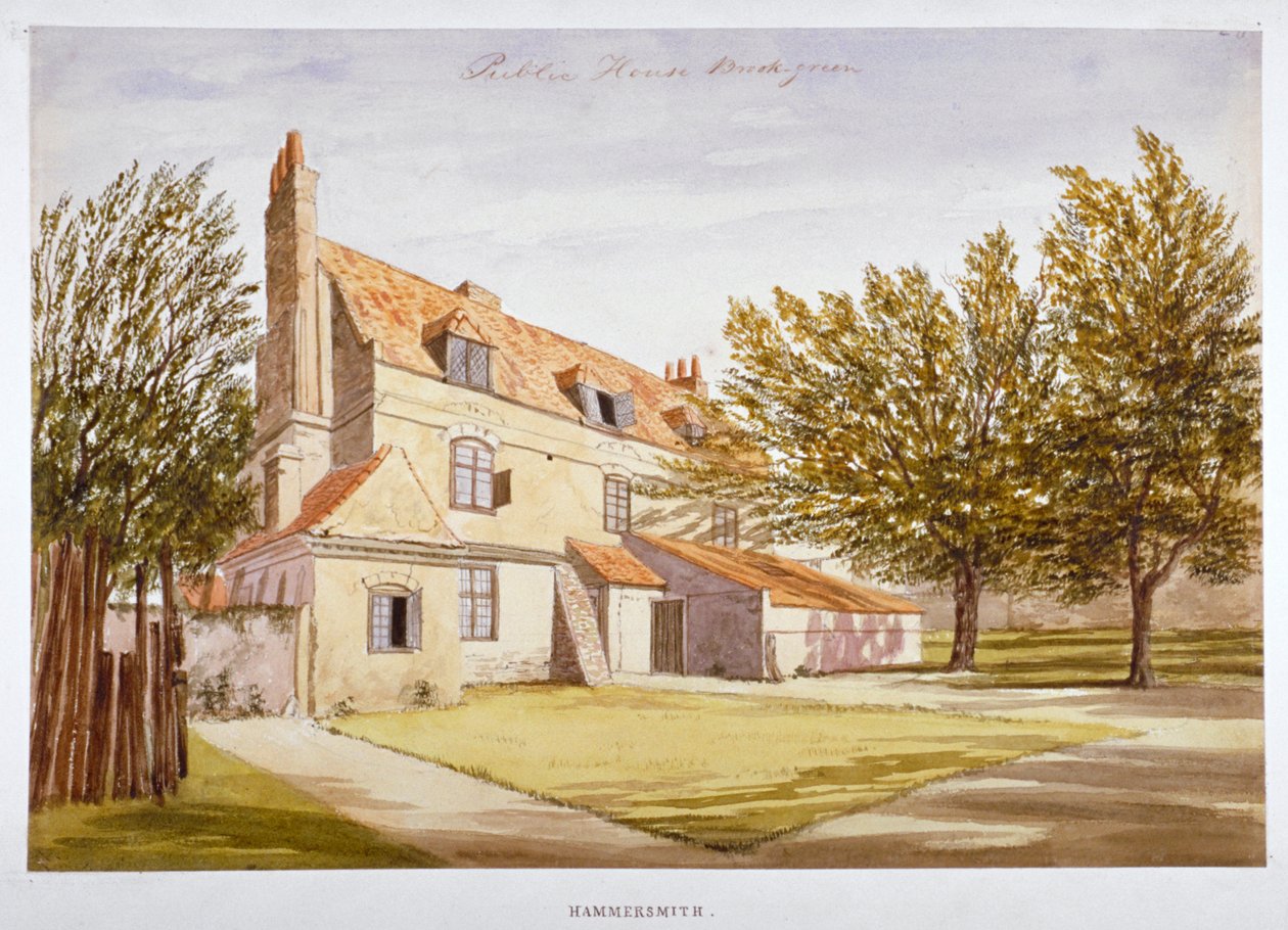 Ansicht eines Gasthauses, Brook Green, Hammersmith, London, um 1820 von Unbekannt