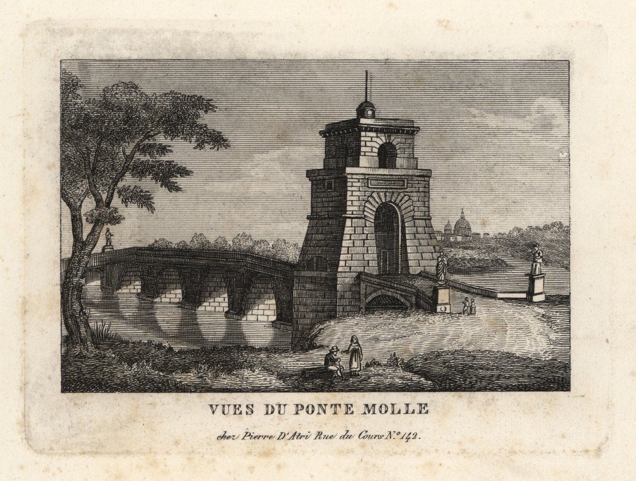 Ansicht der Milvischen Brücke, Ponte Molle, Rom von Unbekannt