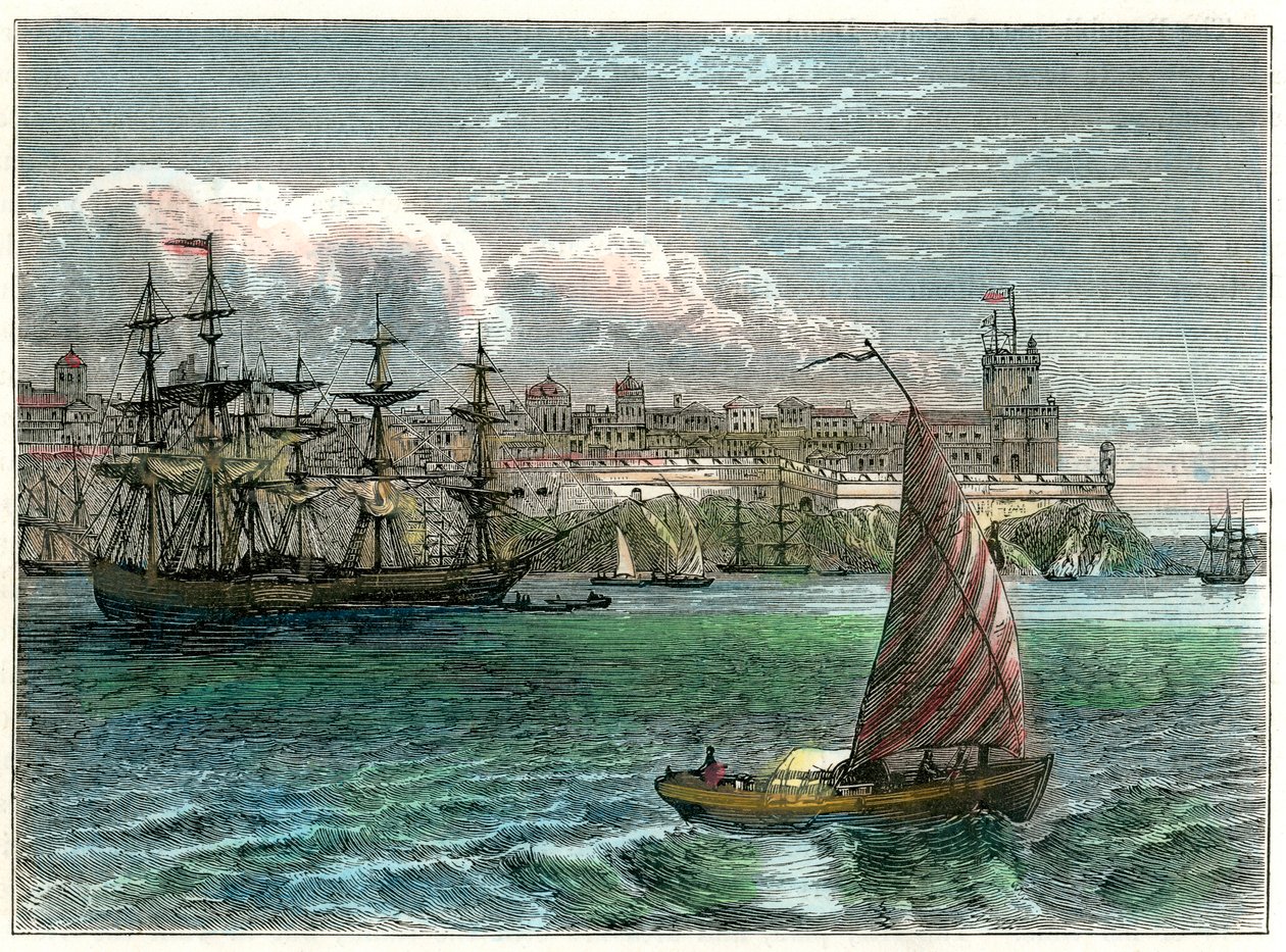 Blick auf die Stadt San Domingo vom Hafen, Dominikanische Republik von Unbekannt