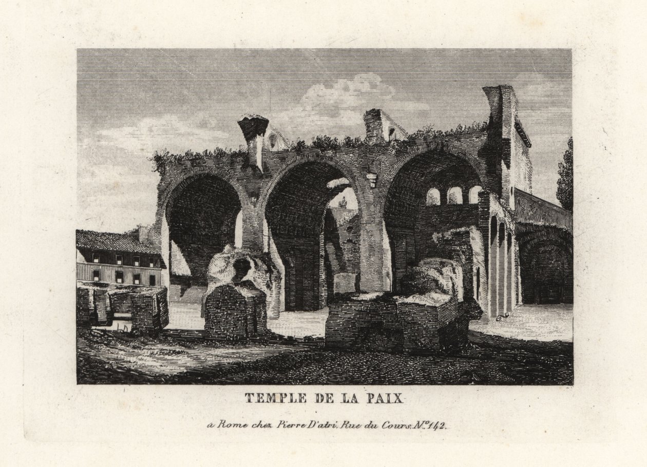 Ansicht der Ruinen des Tempels des Friedens, Templum Pacis, oder des Forums des Vespasian, Rom von Unbekannt
