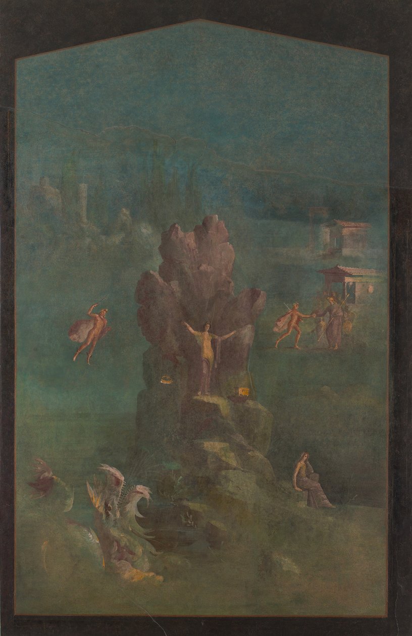 Wandmalerei: Perseus und Andromeda in Landschaft, aus der kaiserlichen Villa..., 1. Jahrhundert v. Chr. von Unbekannt