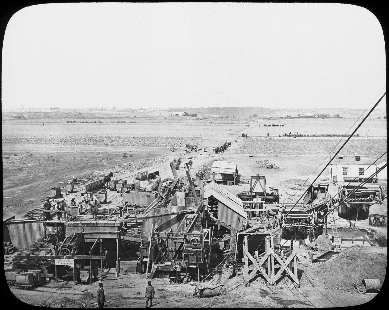 Waschen von Ausrüstung und Böden in einer Mine, Südafrika von Unbekannt