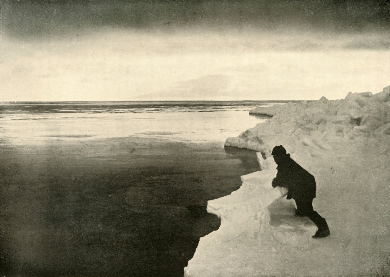 Auf der Lauer nach Robben am Eisrand, ca. 1908-1909 von Unbekannt
