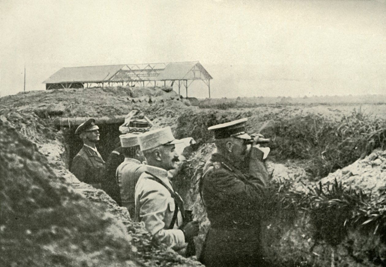 Beobachtung der Schlacht in Frankreich, ca. 1915, 1919 von Unbekannt