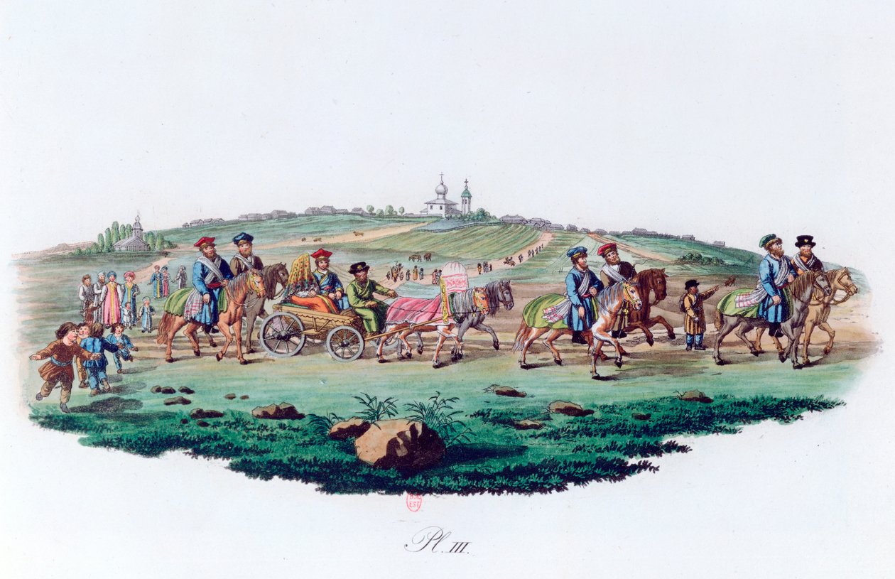 Hochzeitsprozession, Russland, 1820 von Unbekannt