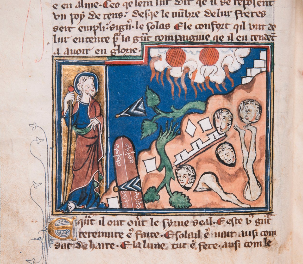 Wenn er sich erhebt, um die Erde beben zu lassen... Miniatur aus: Apokalypse des heiligen Johannes, ca. 1320 von Unbekannt