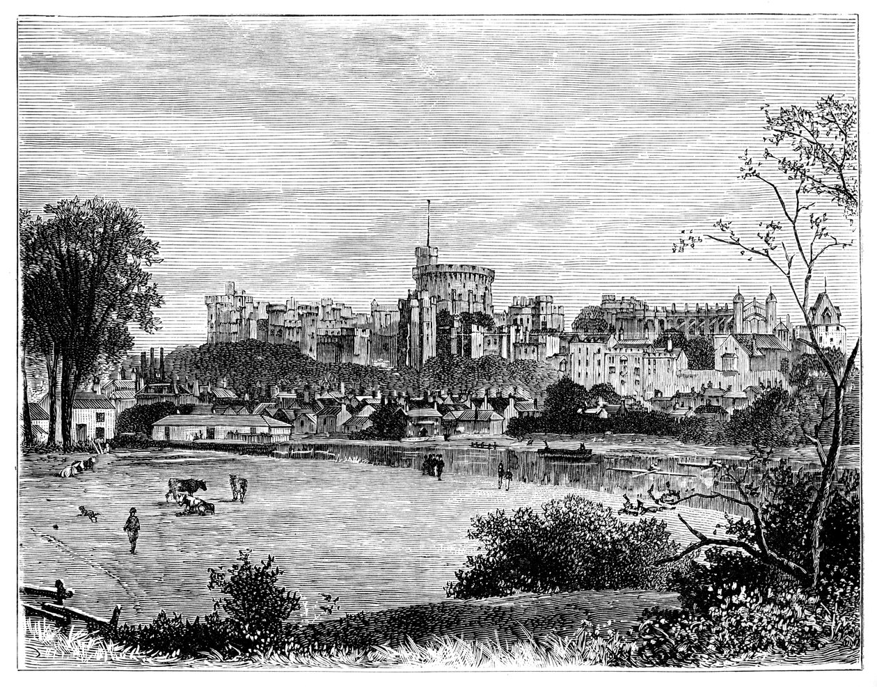Schloss Windsor von Brocas Meadows, ca. 1888 von Unbekannt