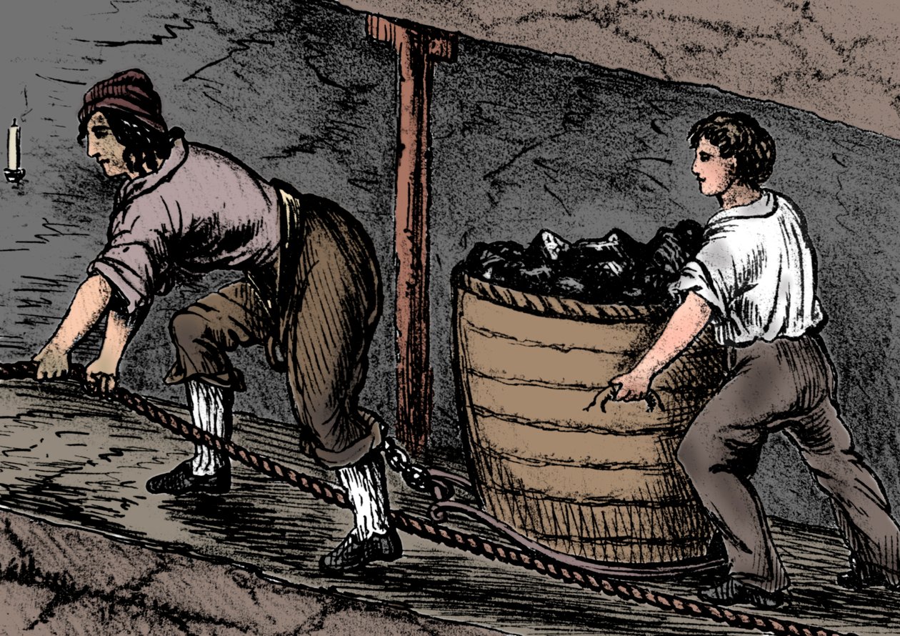 Frau und Junge arbeiten in einer Kohlenmine, Bolton, Lancashire, 1848 von Unbekannt