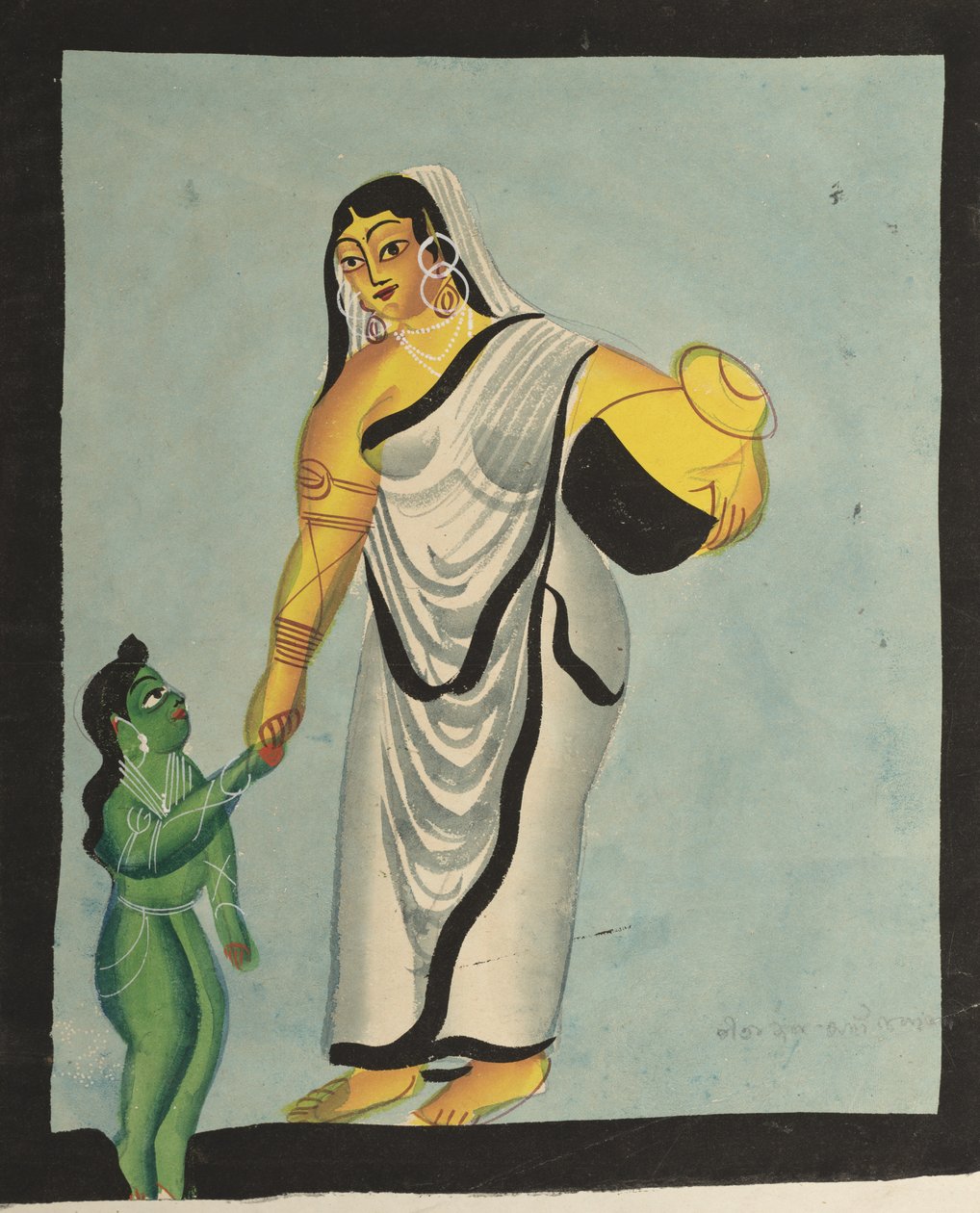 Yasoda geht mit dem kleinen Krishna spazieren, 1800er Jahre von Unbekannt