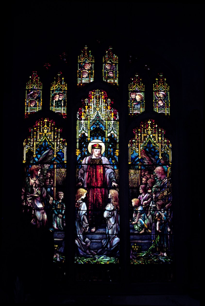 Christus mit kleinen Kindern von Tiffany (1902, ganzes Fenster) von Unbekannt Unbekannt