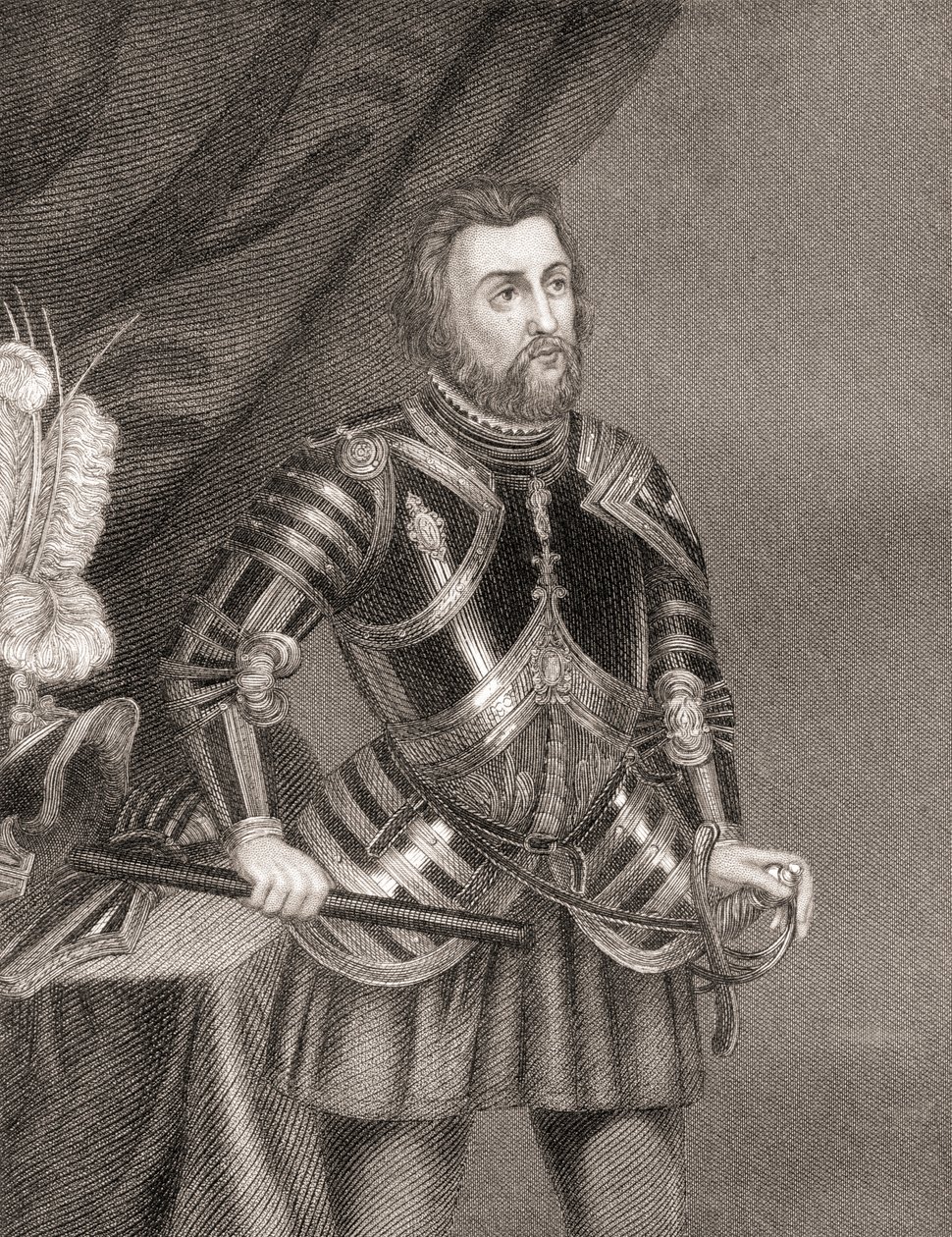 Hernán Cortés de Monroy y Pizarro, aus Geschichte der Eroberung Mexikos, veröffentlicht 1850 von Unbekannt Unbekannt