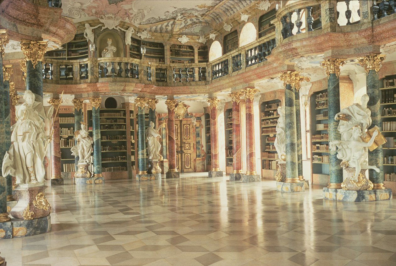 Innenansicht der Bibliothek, fertiggestellt 1744 von Unbekannt Unbekannt