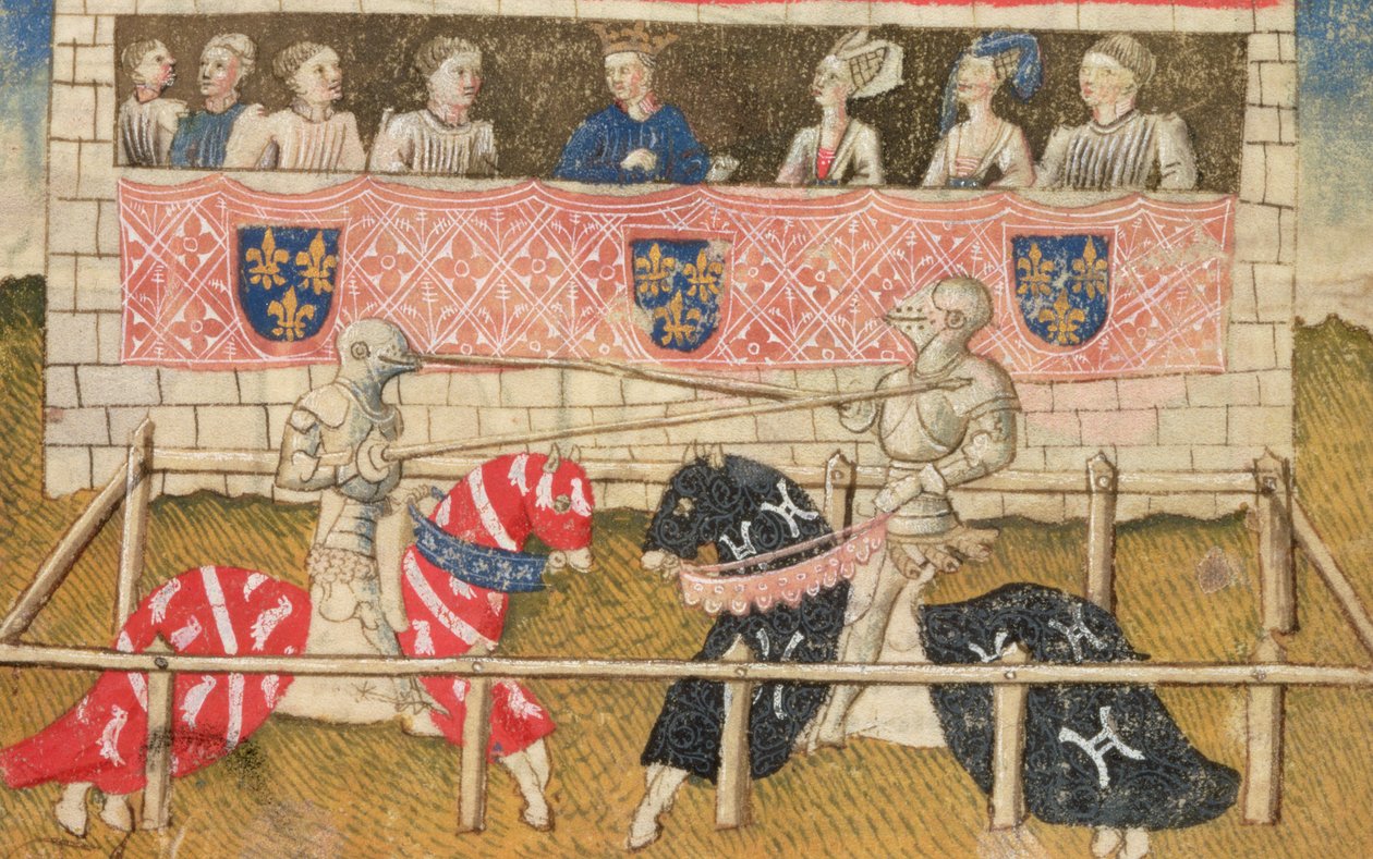 John Chalon aus England und Lois de Beul aus Frankreich beim Turnier, aus dem Manuskript der Königlichen Rüstkammer, 1448 von Unbekannt Unbekannt