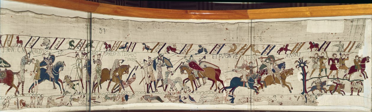 König Harold wird getötet und die Engländer fliehen, Teppich von Bayeux von Unbekannt Unbekannt