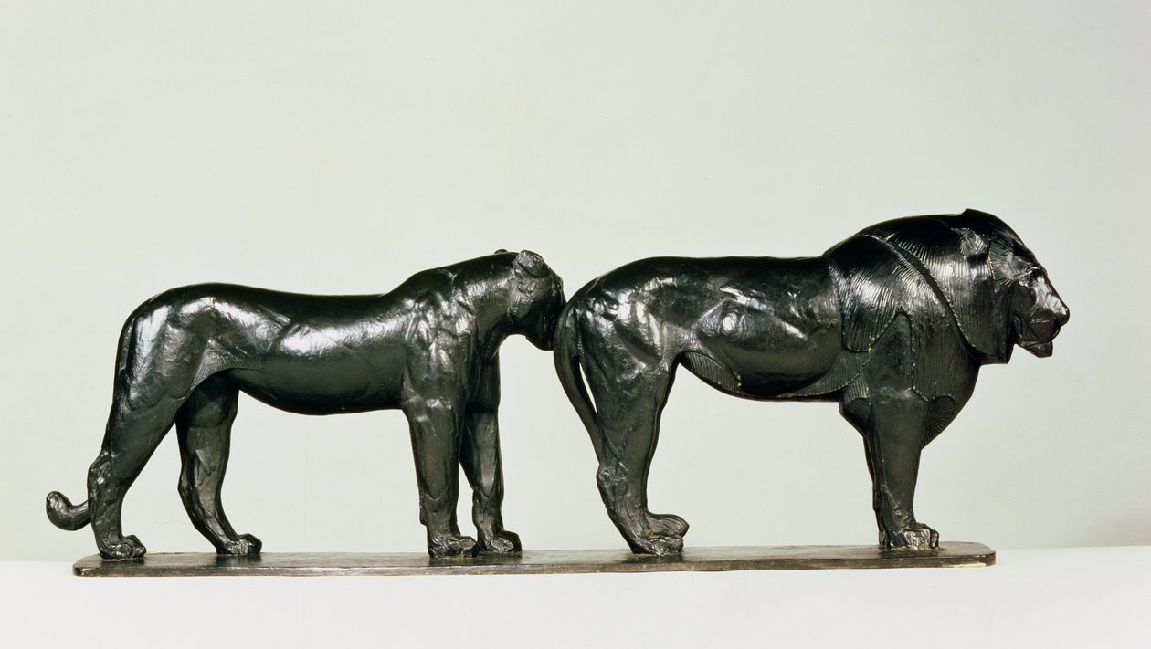 Löwe und Löwin von Rembrandt Bugatti (1885-1916) von Unbekannt Unbekannt