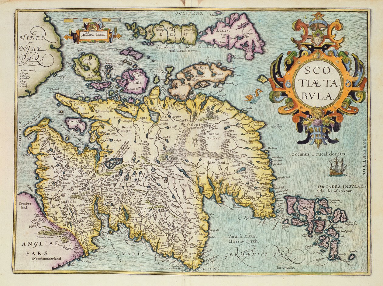 Karte von Schottland, Miliaria Scotia von Unbekannt Unbekannt
