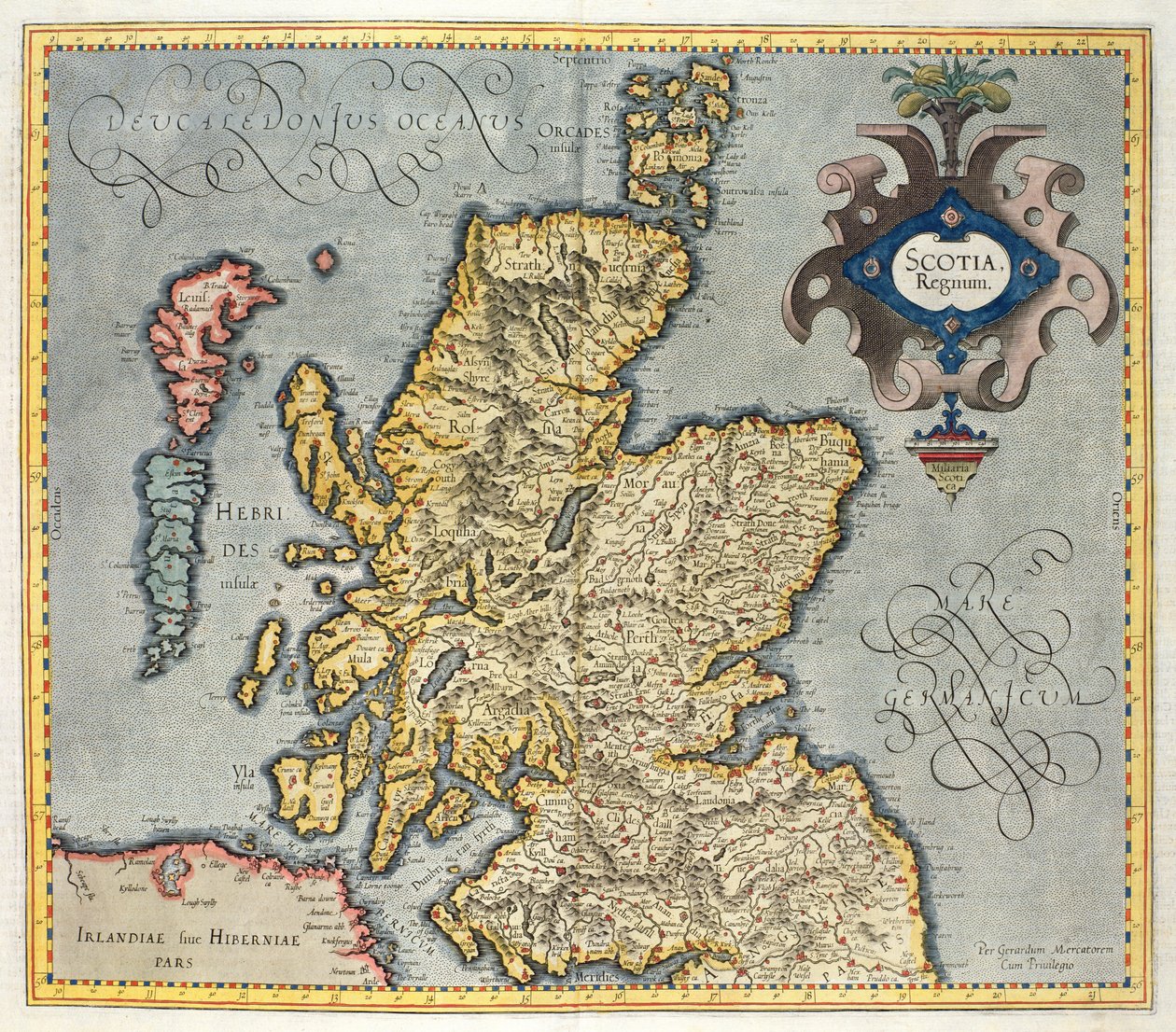 Karte des Königreichs Schottland, 17. Jahrhundert Scotia Regnum (beeinflusst von Mercators Atlas) von Unbekannt Unbekannt