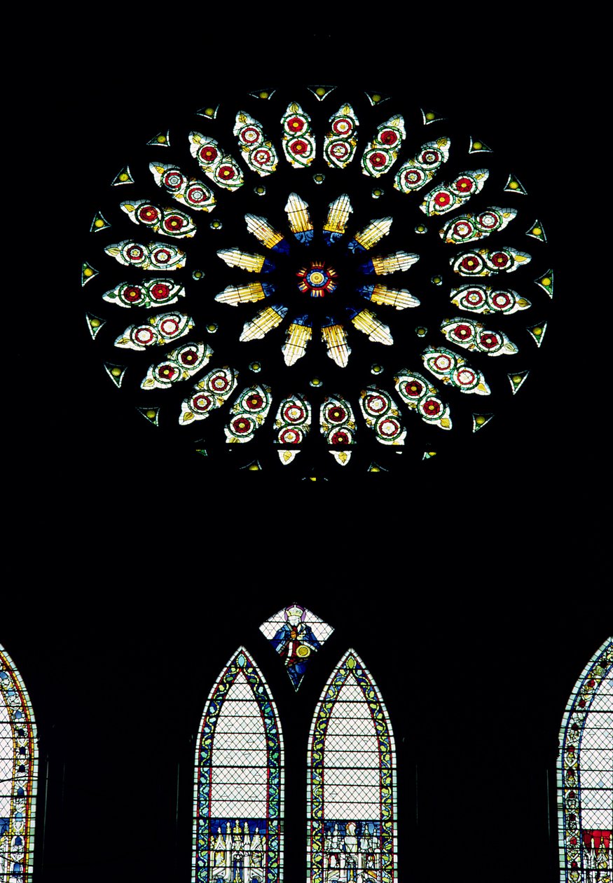 Ringelblumenfenster oder St. Katharinenfenster, ca. 1515. Die roten und weißen Rosen erinnern an die Vereinigung der Häuser York und Lancaster durch die Heirat von Heinrich VII. von Unbekannt Unbekannt
