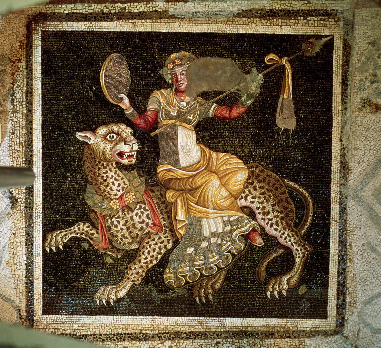 Mosaik von Dionysos, der auf einem Leoparden reitet, um 180 n. Chr. von Unbekannt Unbekannt
