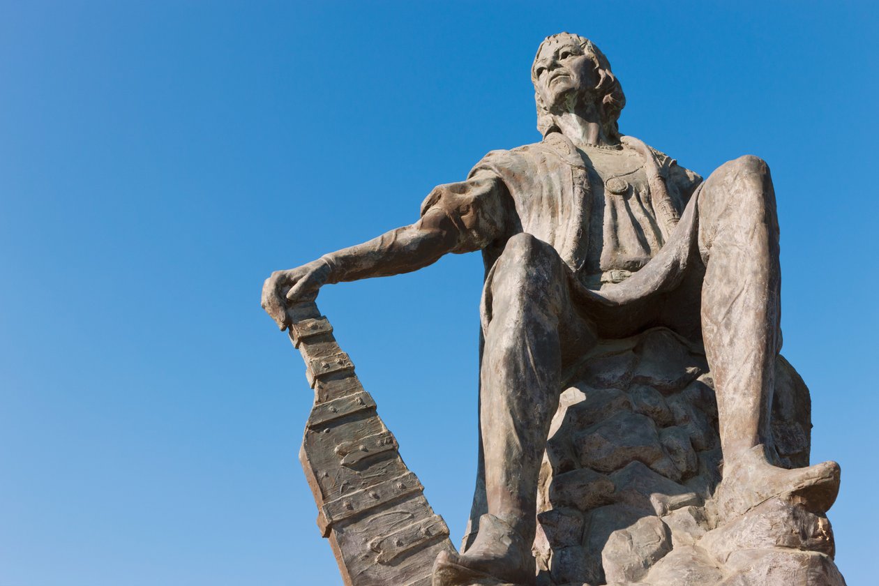 Statue von Christoph Kolumbus im Kloster La Rabida, Provinz Huelva, Andalusien, Südspanien von Unbekannt Unbekannt