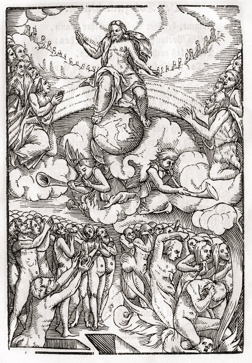 Das Jüngste Gericht, basierend auf einem Holzschnitt von Hans Holbein dem Jüngeren (1497-1543), aus 