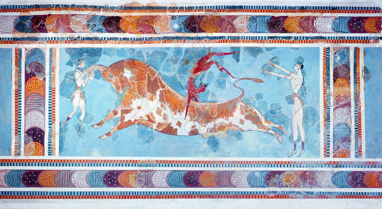 Der Stierkämpfer-Fresko, Knossos-Palast, Kreta, ca. 1500 v. Chr. von Unbekannt Unbekannt