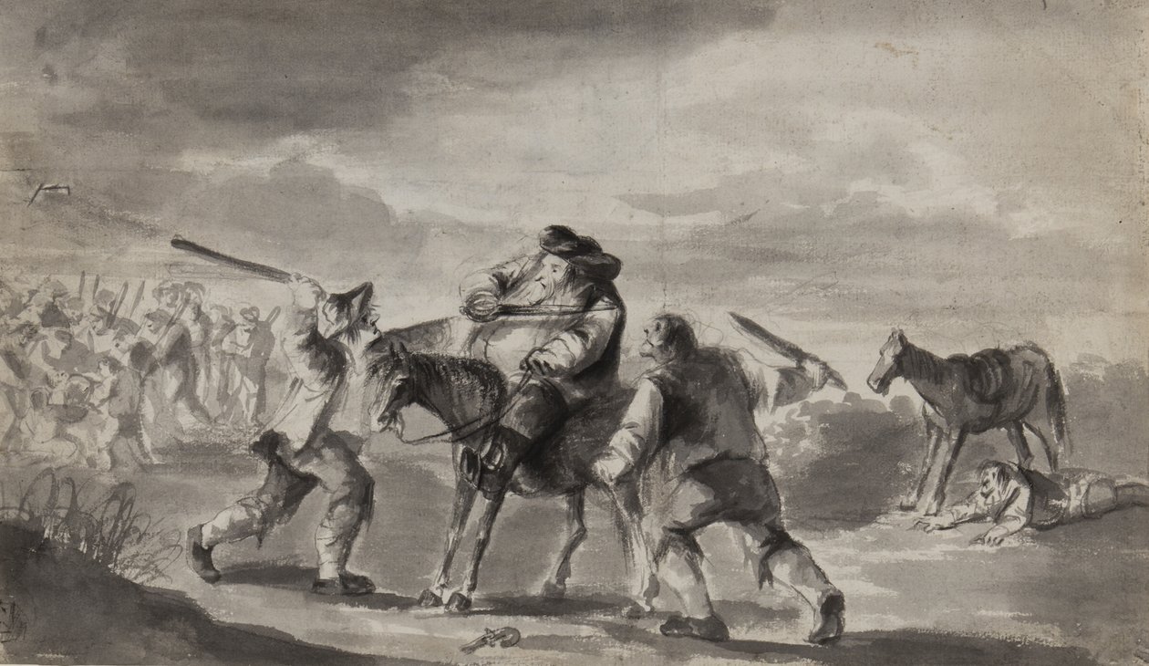 Reisender angegriffen, möglicherweise Samuel Butlers Hudibras, ca. 1790 von Unbekannt Unbekannt