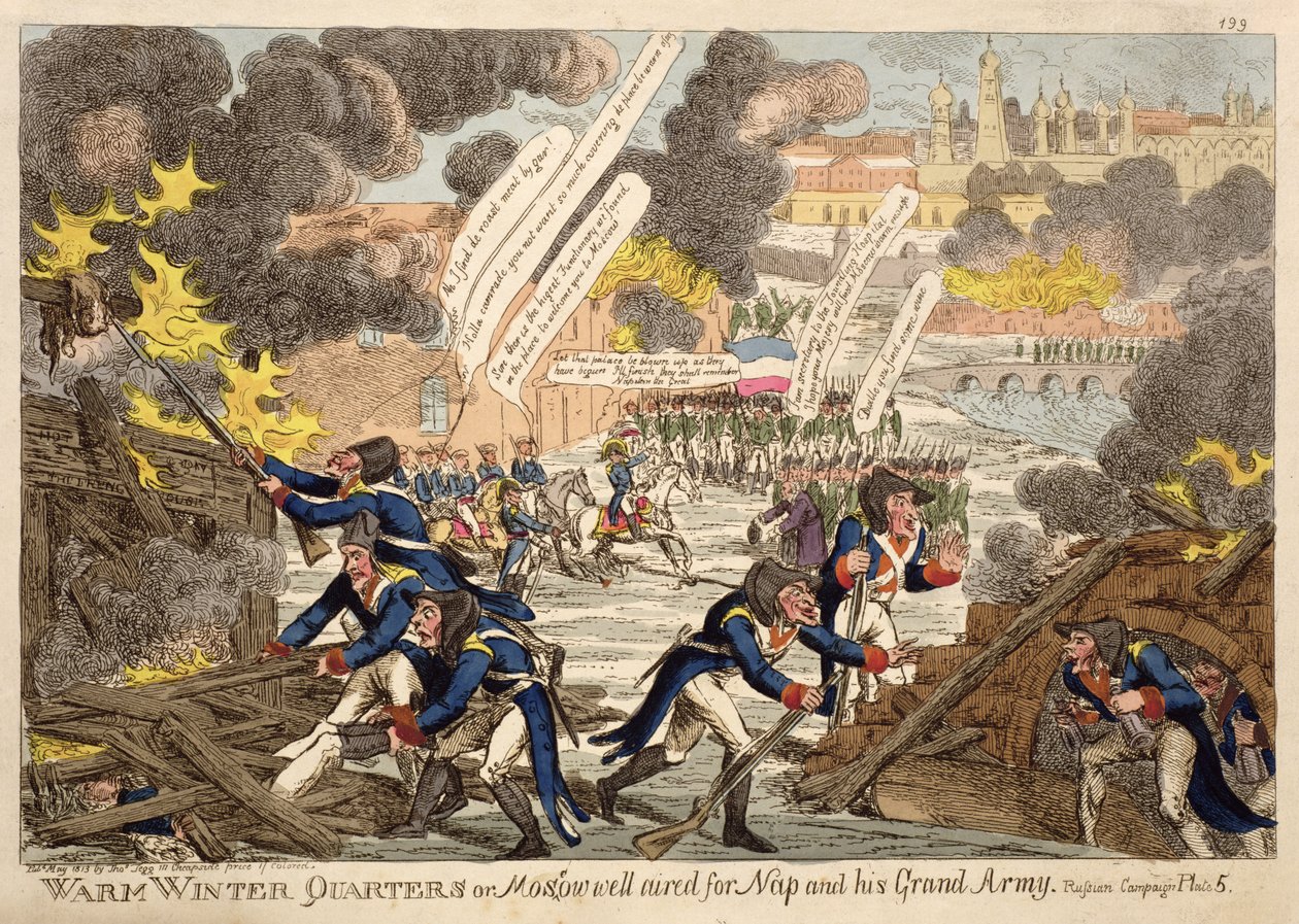 Warme Winterquartiere oder Moskau gut gelüftet für Napoleon und seine Große Armee von Williams, aus einer Serie mit dem Titel der Russische Feldzug Mai 1813 von Unbekannt Unbekannt