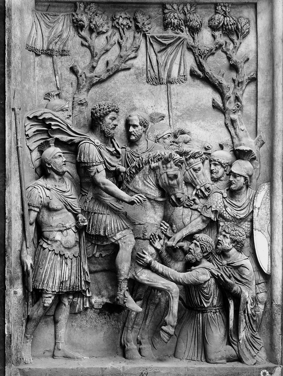 Relief, das Marcus Aurelius mit den unterworfenen Germanen darstellt von Unbekannt Unbekannt