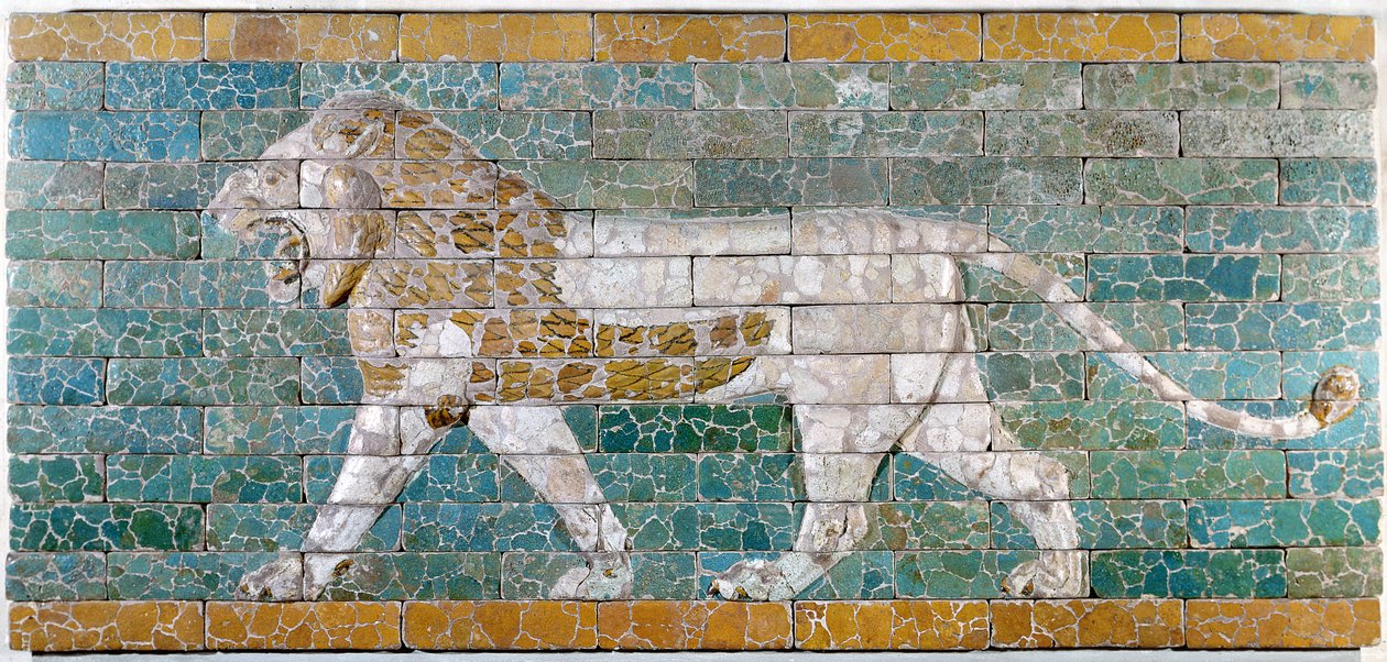 Löwe, der Ishtar darstellt, Fries vom Prozessionsweg zum großen Tempel in Babylon, frühes 6. Jahrhundert v. Chr. von Unbekannt Unbekannt