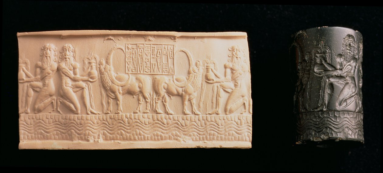 Zylindersiegel von Shar-kali-sharri, König von Akkad, Mesopotamien, ca. 2340-2100 v. Chr. von Unbekannt