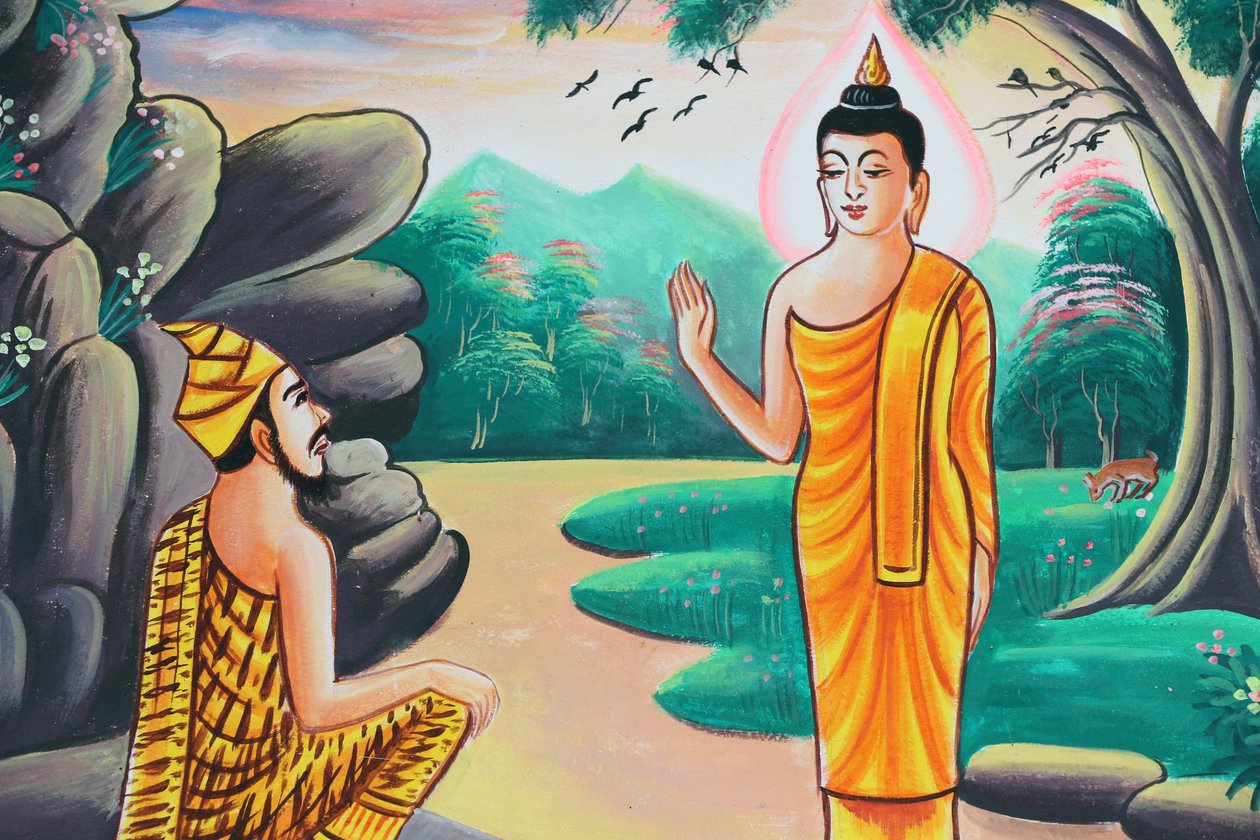 Gemälde, das die Lebensgeschichte von Shakyamuni Buddha darstellt von Unbekannt