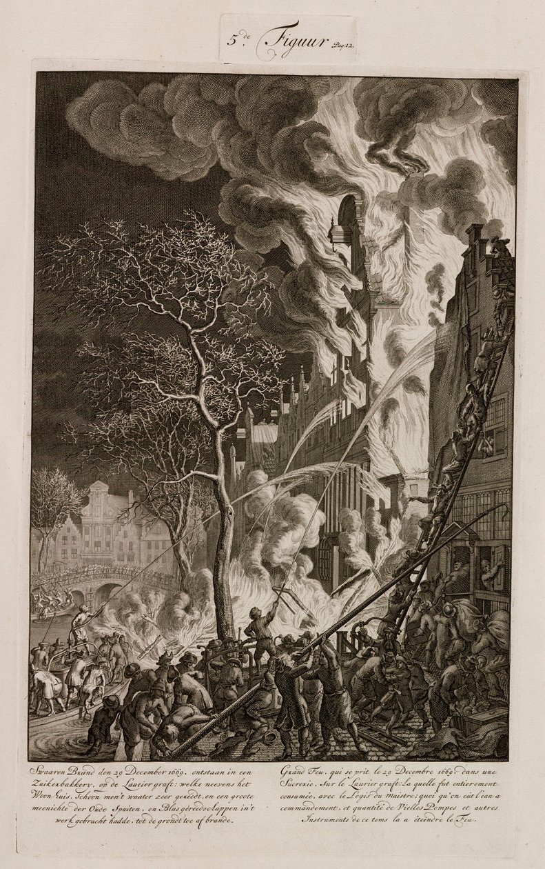 Ein Brand in einer Zuckerraffinerie, Amsterdam, Holland, 29. Dezember 1669 von Unbekannt
