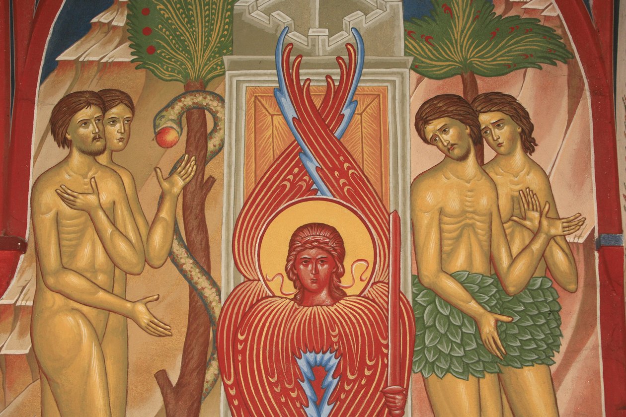 Adam und Eva. Saint-Antoine-le-Grand orthodoxe Kirche Saint-Laurent-en-Royans Frankreich von Unbekannt