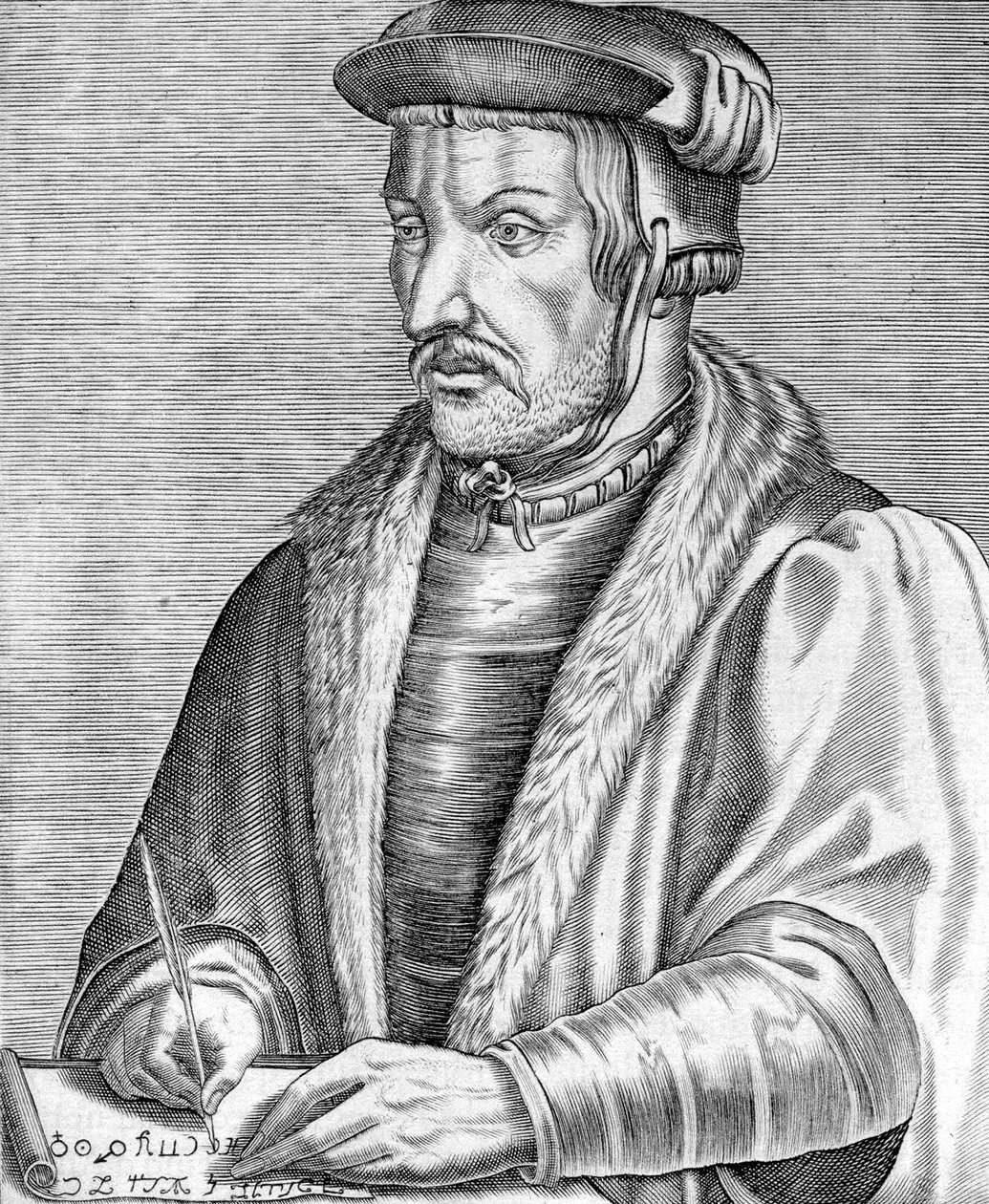 Agrippa von Nettesheim auch bekannt als Heinrich Cornelius (1486-1535) deutscher Arzt, Theologe und Philosoph, Gravur von Unbekannter Künstler