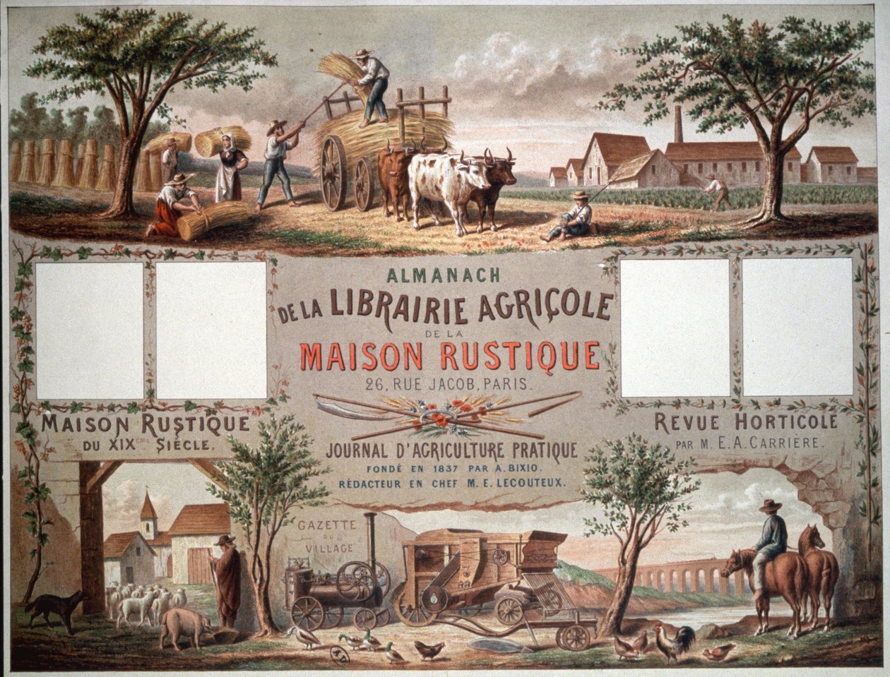 Almanach, der traditionelle und moderne Methoden der Landwirtschaft illustriert, ca. 1870-80 von Unbekannter Künstler