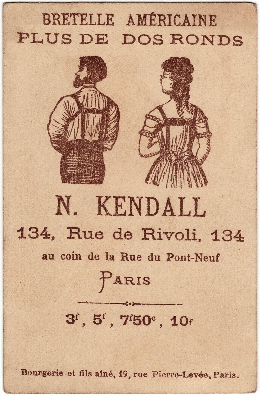 Amerikanischer Schulterriemen plus runder Rücken, Werbung für die Kendall von Unbekannter Künstler