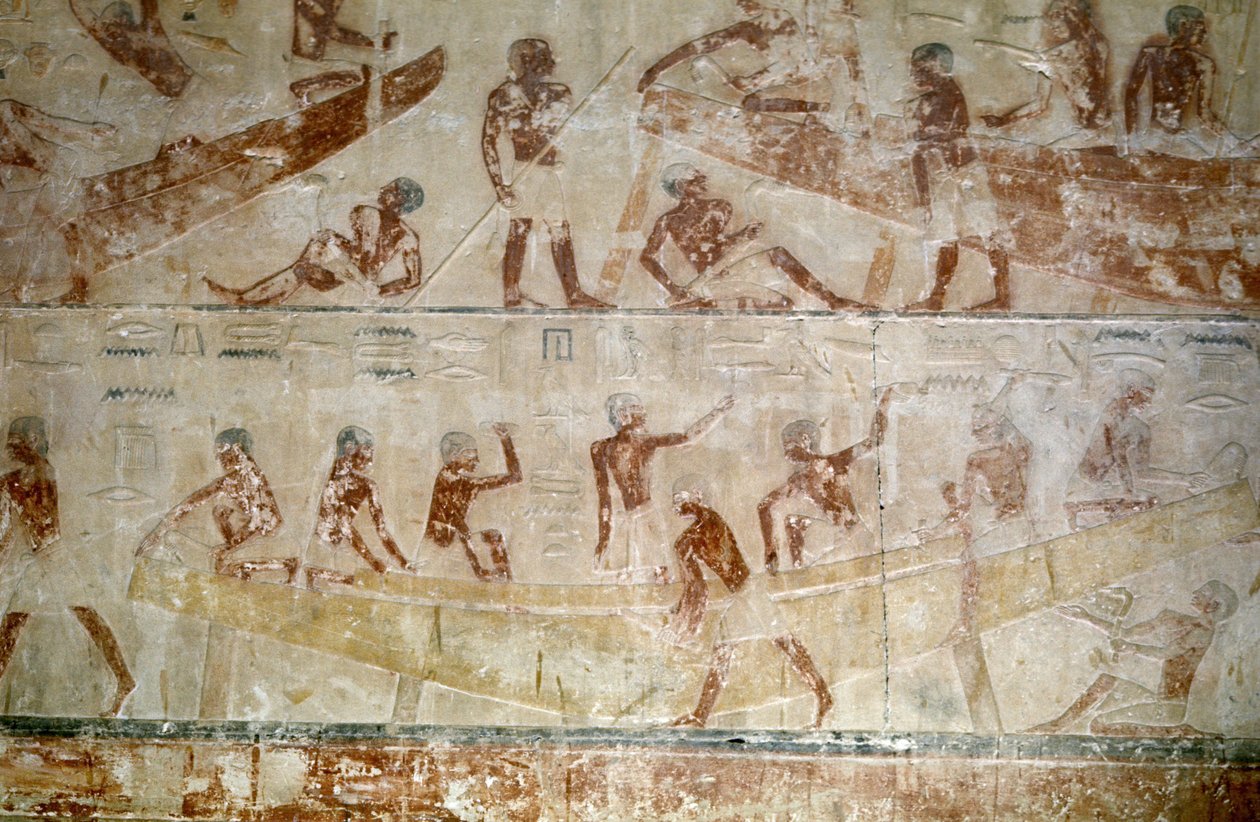 Detail der Reliefs, die den Bau eines Bootes darstellen von Leopold Blonder
